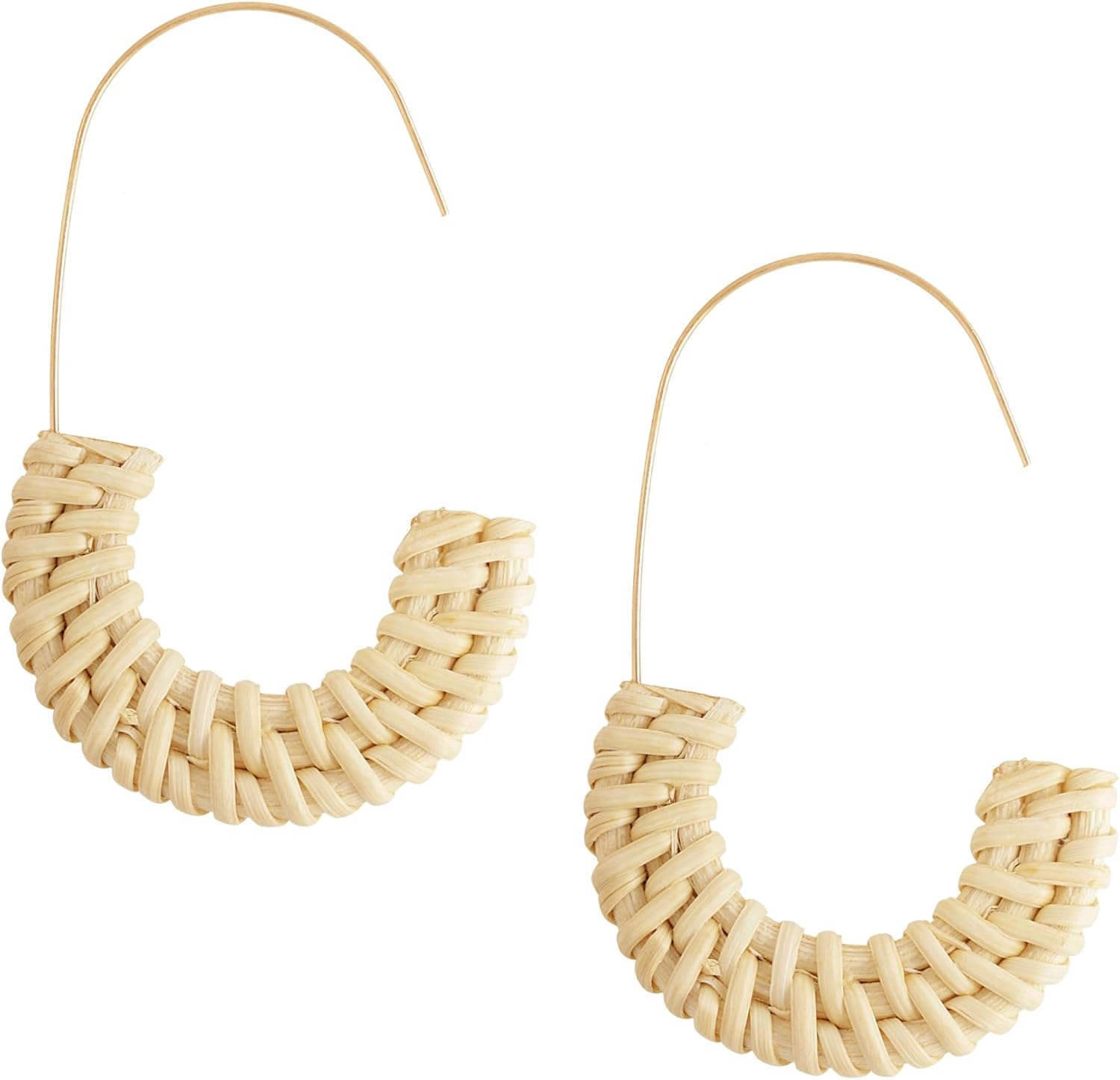 MINACHI Hippie Boho Beach Summer Handwoven Rattan Hoop Earrings for Women
