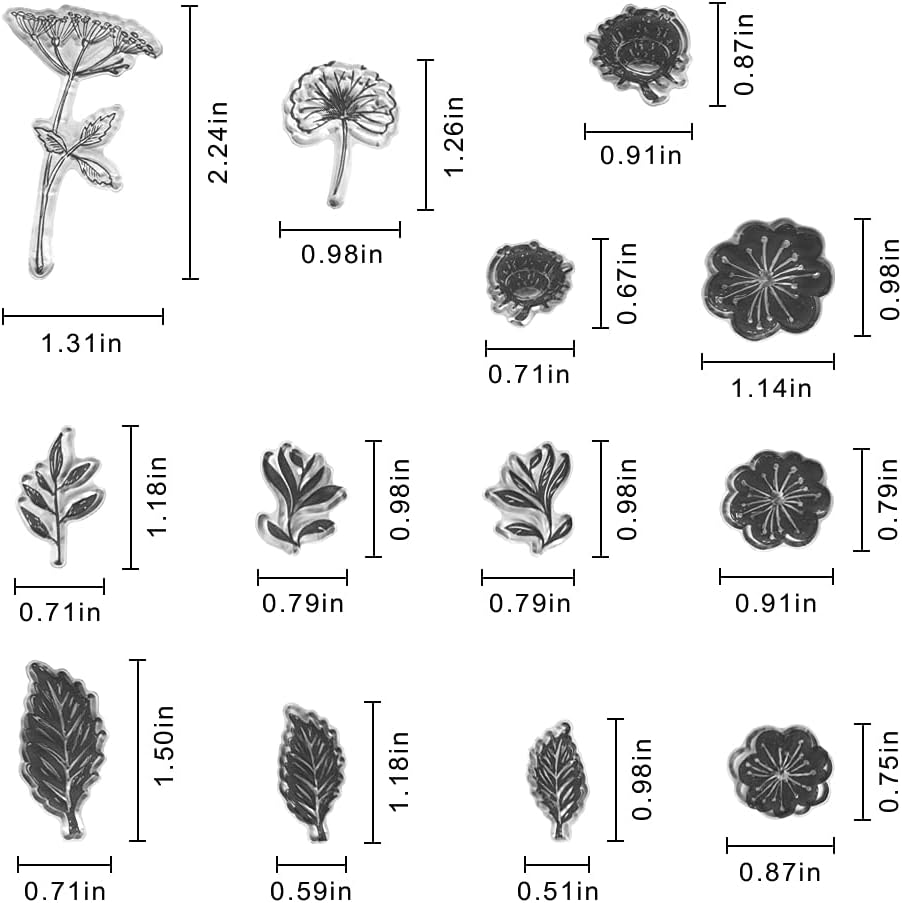 Flowers Leaf Background Clear Stamps with Sentiments, Dandelion Flowers Leaves Butterfly Clear Rubber Stamp for Holiday Card Making Decoration and DIY Scrapbooking Album DIY Crafts