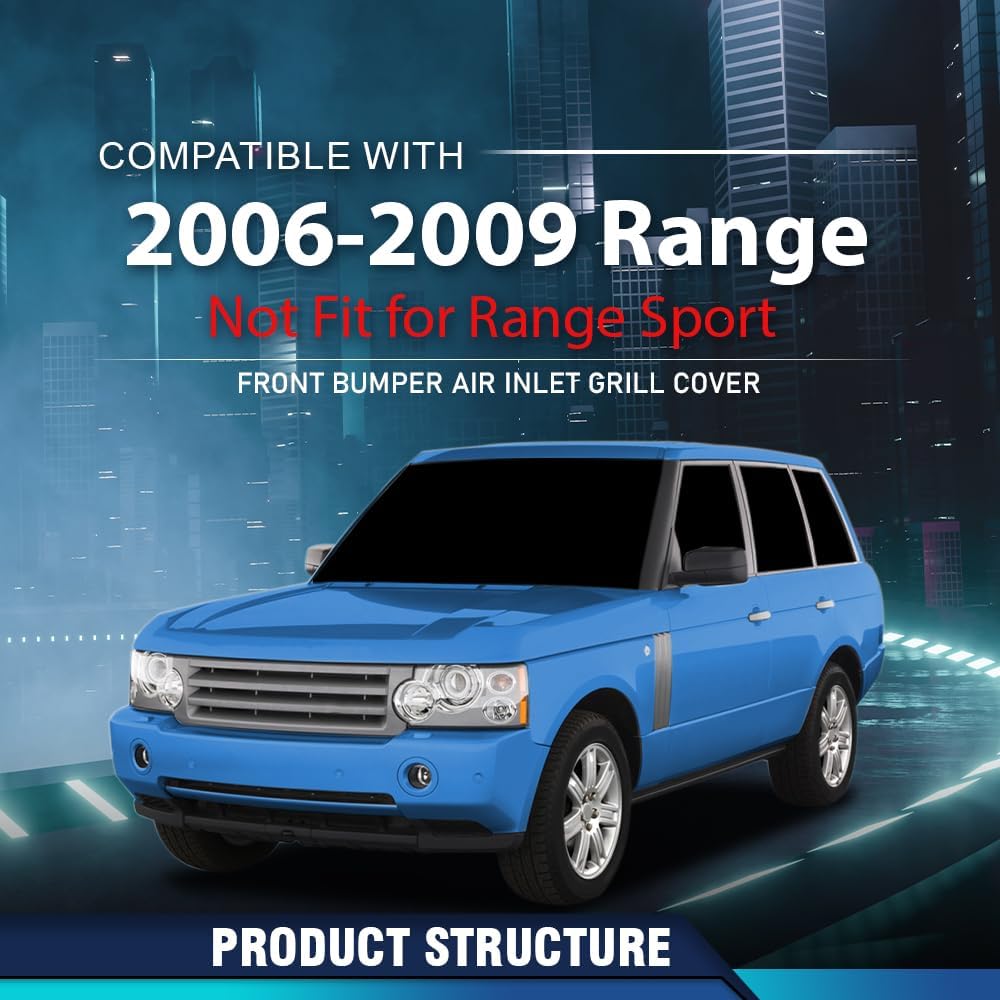 PIT66 Front Bumper Air Inlet Grill Cover Pair Compatible with Land Rover Range Rover L322 4.4L V8 (non-Supercharged) 2006-2009, Not Fit for Range Rover Sport models DXB500340PUY, DXB500350PUY Black