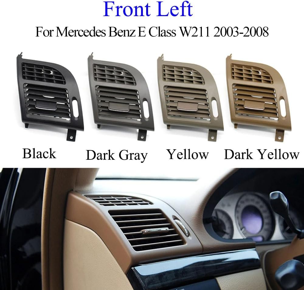 Compatible with Mercedes Benz E Class W211, Front Left Air Vent Outlet Cover, Interior AC Air Conditioning Grille Panel Trim Replacement 2003 2004 2005 2006 2007 2008 (Black, Left)