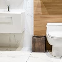 Vista 6 de Vrisa Wood Trash Can 5.3 Gallon Office Wastebasket Farmhouse Rectangular Garbage Can with Built-in Handles Small Trash Can for Bedroom Office