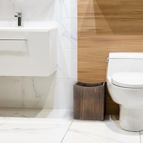 Miniatura 6 de Juego de 2 basureros de madera de 5.3 galones, cesta de basura de 5.3 galones, accesorios de baño, contenedor de basura grande y simple para cocina,