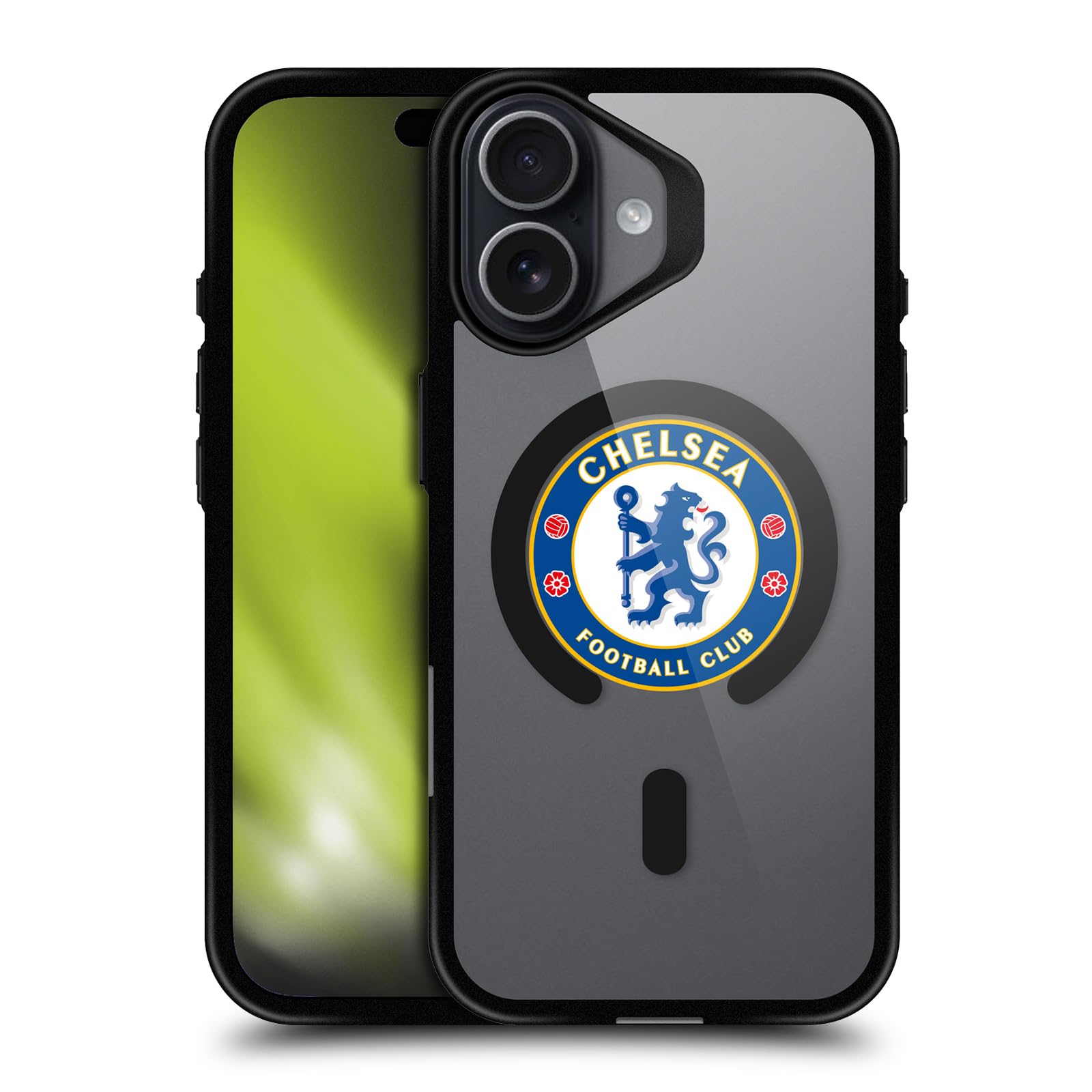 Head Case Designs Officially Licensed Chelsea Football Club Badge Logo Icon Black Shockproof Bumper Case [Military Grade Protection] Compatible with and Compatible with MagSafe Apple iPhone 17