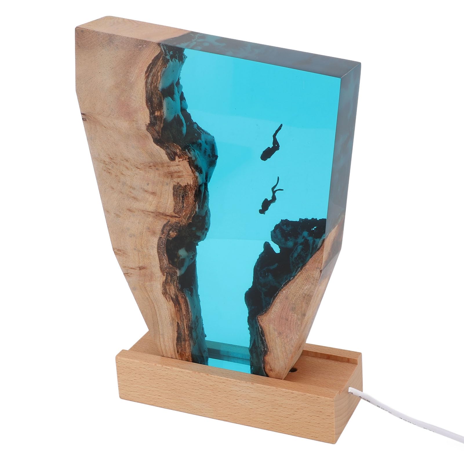 Ocean lampka nocna żywica lampa LED do dekoracji sypialni, unikalny motyw nurkowy artystyczna ozdoba do domu