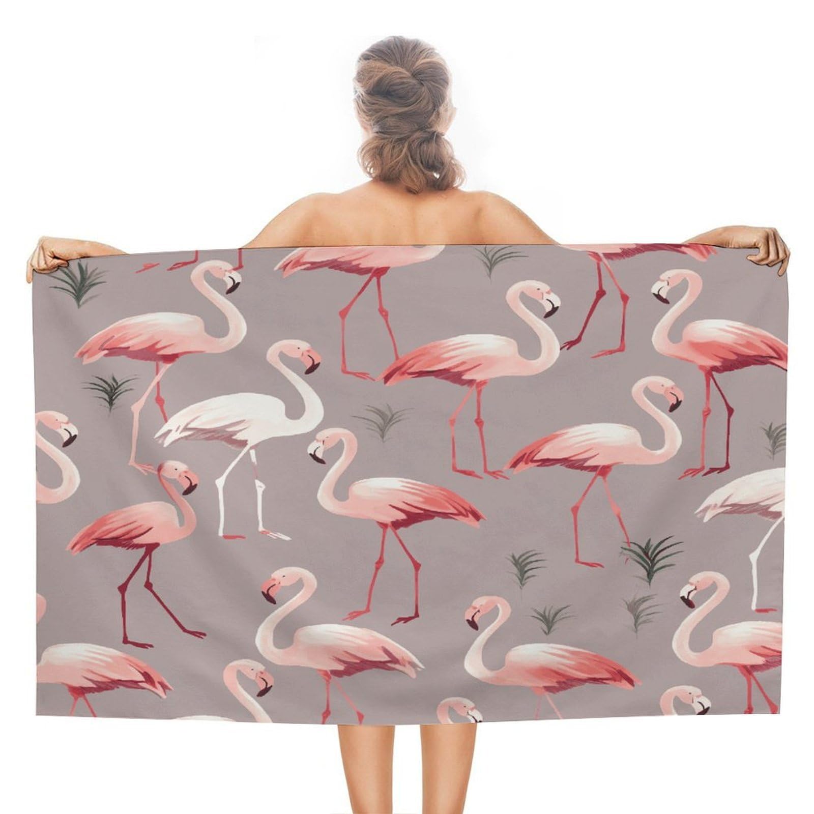 FekiLoot Pink Flamingo Pattern Beach Towel Absorbent & Quick Dry Pool Towels 31 X 51 Inches Extra Large Sandfree Beach Blanket Towels Soft Lightweight Travel Towel for Swim Yoga Camping