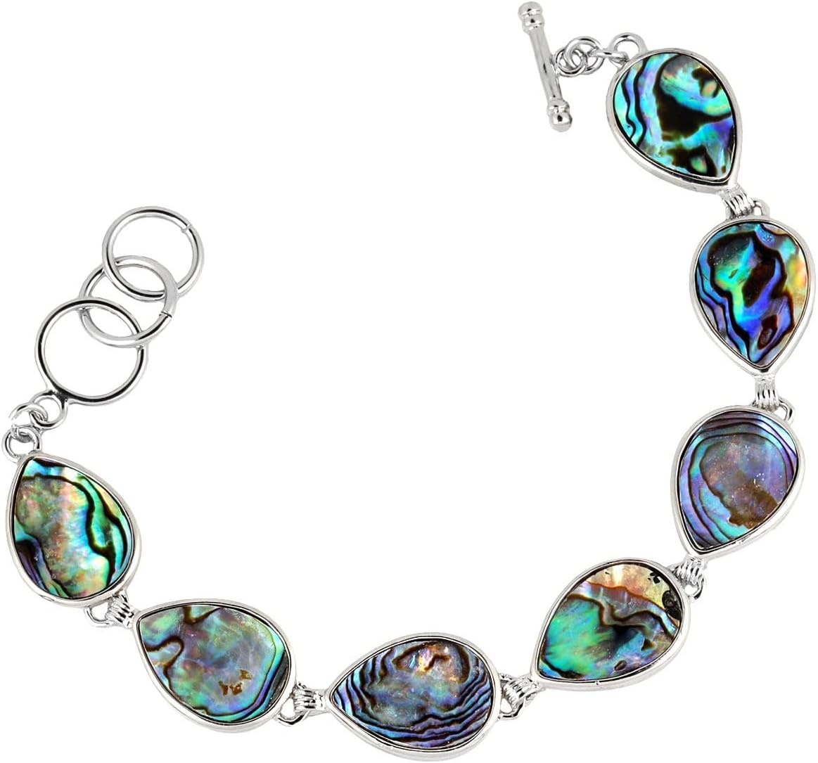 Nupuyai Handmade Paua/Abalone Shell Bracelet Jewelry for Women Men, Adjustable Natural Shell Bracelet Bangle