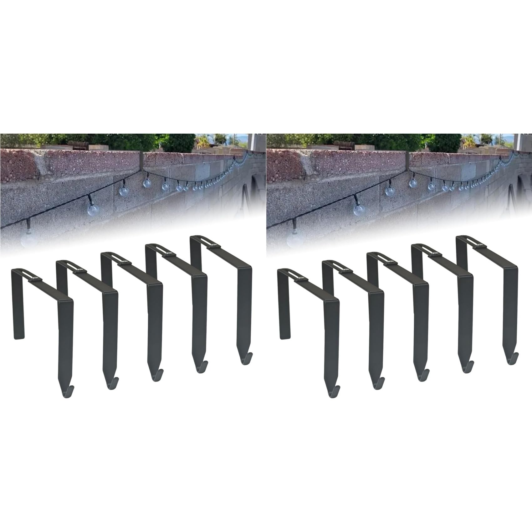 Aundhegrtt Adjustable Outdoor Light String Hooks for 3.2-6 Inch Concrete Cinder Block Wall and Fences, 10 Pcs String Light Hangers