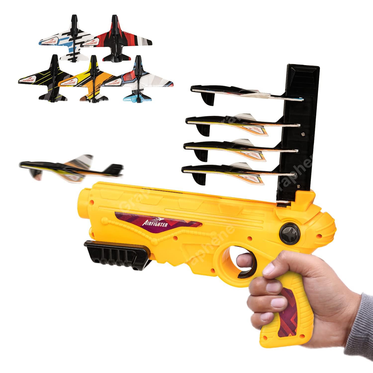 GRAPHENE Airplane Launcher Gun with 5 Airplanes Catapult Aircraft Pistol Shooting Machine Toy Gun Air Battle Glider Fun Outdoor Indoor Activity Toy for Kids. (B0CQV4PWWG) Amazon Price History, Amazon Price Tracker