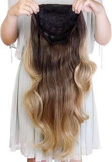 Kori Koli 24" Long Wavy Clip in Half Head Tied Wig Blonde Premium Japanese Synthetic fibers Hair Extensions For Women 210g 7-2-3#