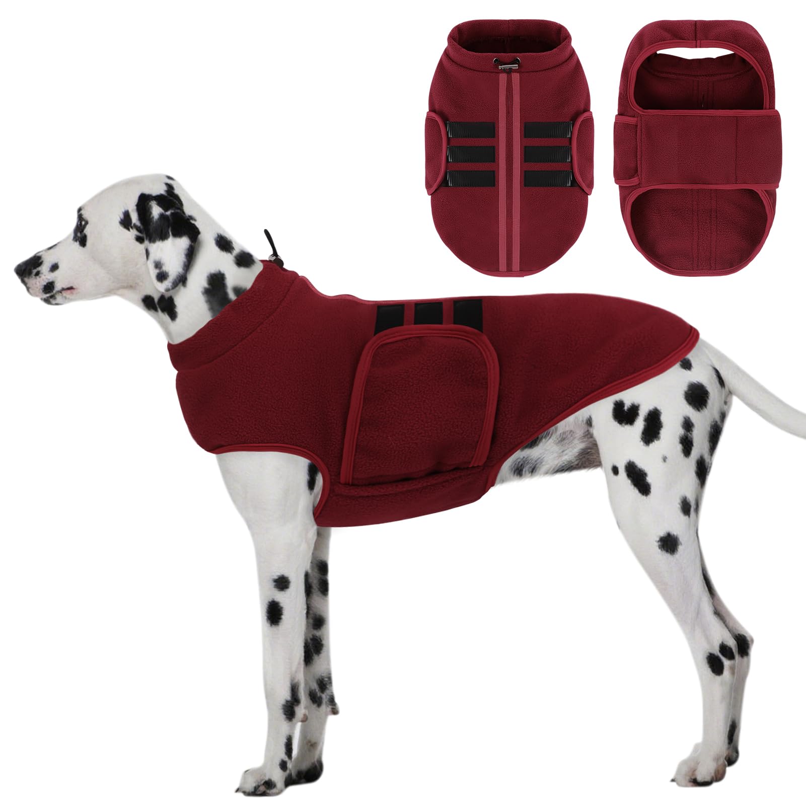 PUZAUKAL Maglione per Cani Piccola Maglioni Morbidi in Pile per Gilet per Cani con Imbracatura Maglione Cane Caldo per Cane di Taglia Media Grande (Bordeaux, XXL)