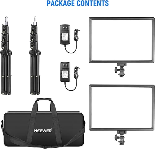 Miniatura 8 de NEEWER Kit de panel de luz de video LED de 13 pulgadas, paquete de 2 unidades de dos colores regulables con soporte de trípode, batería de 4000 mAh