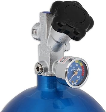 NOS 14750NOS Electric Blue Aluminum 15-pound Nitrous Bottle with Hi-Flow Valve