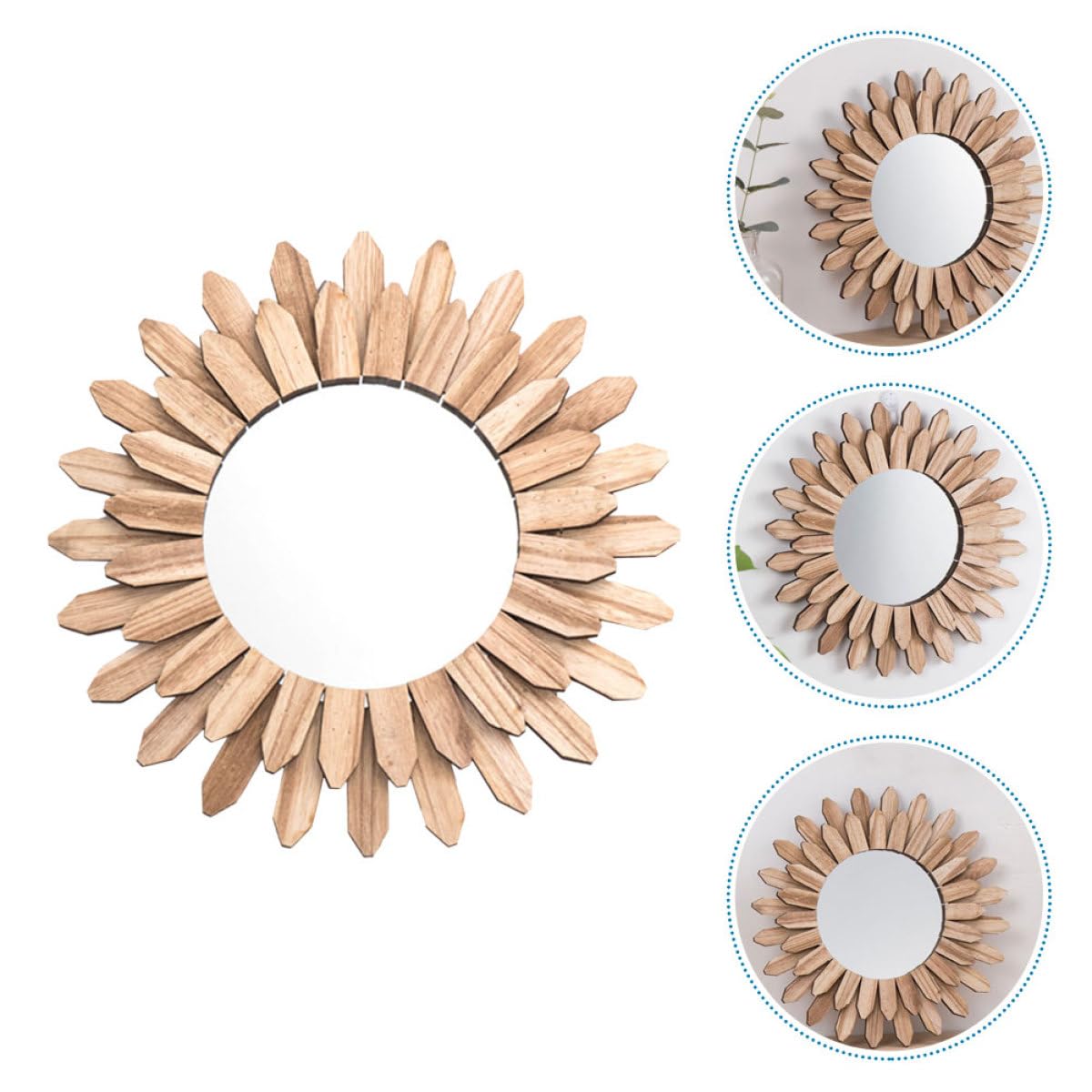 Hängender Dekorativer Holzrahmen mit Wandspiegel Design Vielseitiges Einfache Reinigung mit Künstlerischem Flair und für Badezimmer und Hotels