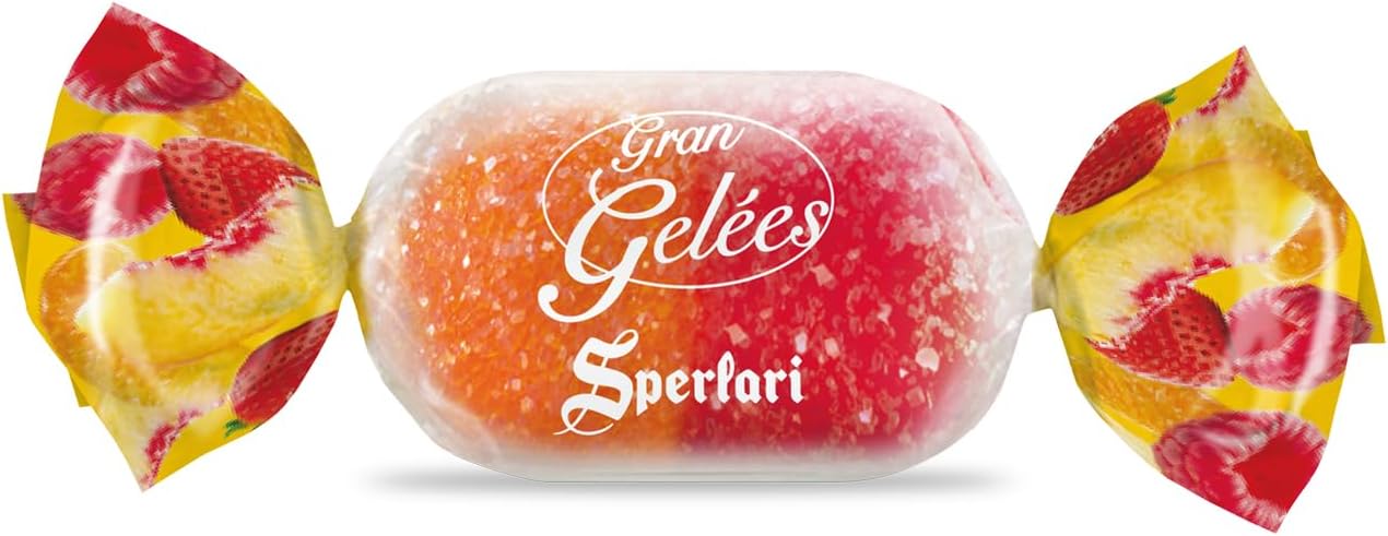 Sperlari Candies Gran Duetto Orange, Peach & Raspberry Italian Fruit Nectar Jelly Candy - Gluten Free, No Artificial Coloring, Individually Wrapped Gummy Candy - Fruit Gummies Made In Italy 1 KG Bag