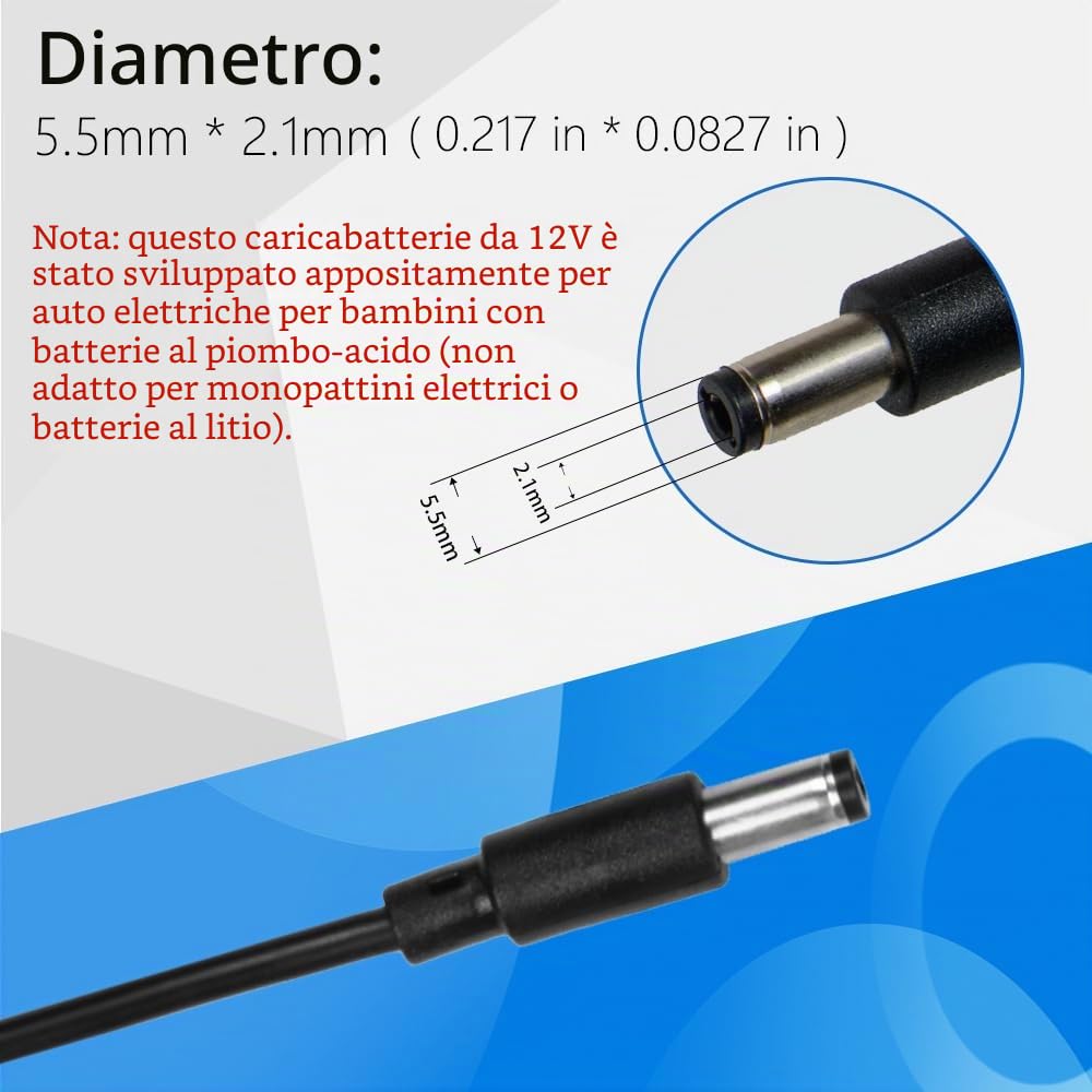 caricabatterie per auto elettriche per bambini, 12V 1A per la guida elettrica su giocattoli moto SUV ATV