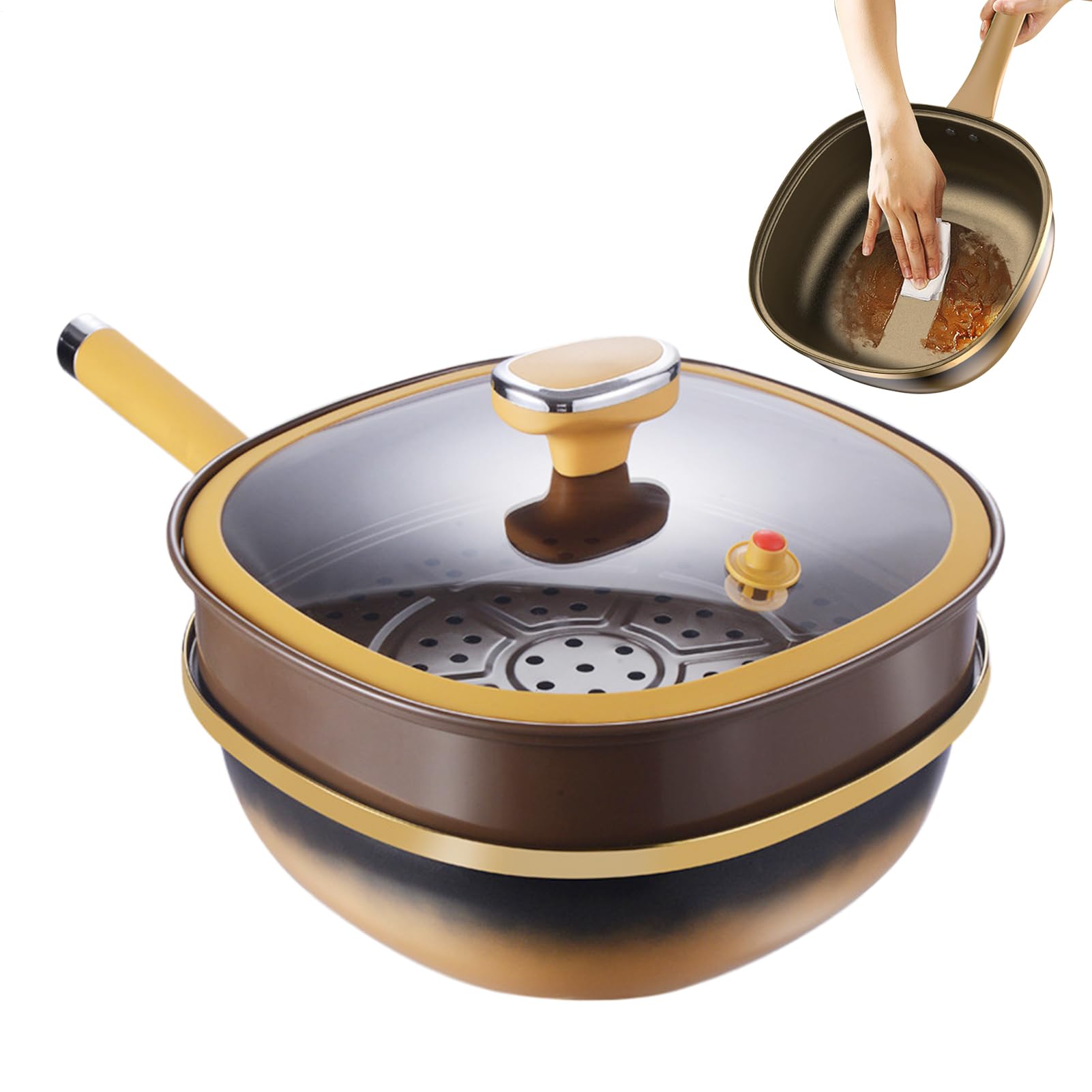 Fry Pan - 12x4 dans la poêle en titane pour la cuisson rapide, voire chauffage avec des côtés profonds, équipement de cuisine pour le poêle à induction de camping à domicile, aluminium en revêtement n