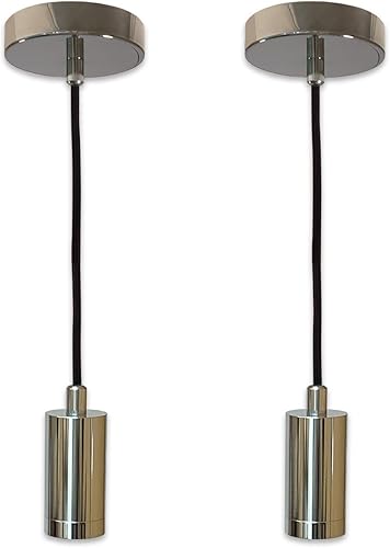 Miniatura 61 de Royal Designs, Inc. Iluminación colgante colgante, enchufe de luz colgante sin llave en forma de cilindro y toldo, cobre antiguo con cable de tela