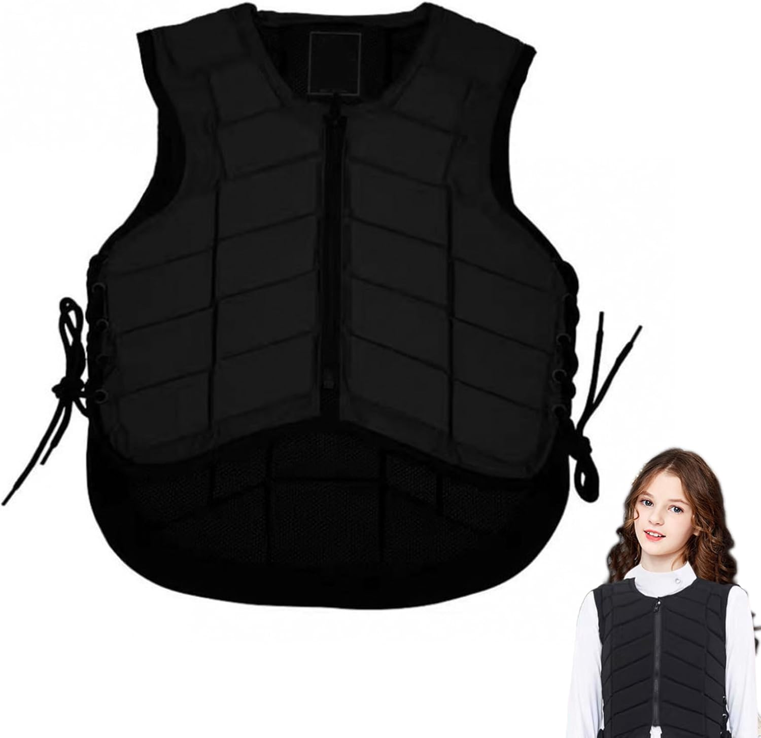 Padded Horse Riding Vest, Equestrian Safety Vest with Adjustable Rope for Boys Girls
