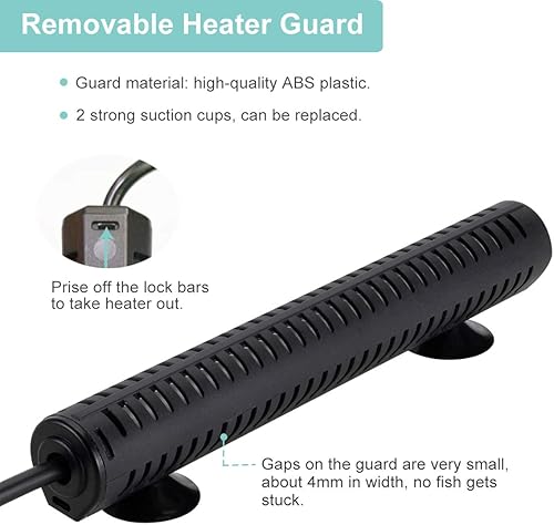 Miniatura 4 de hygger Calentador de acuario de 200 vatios con controlador de temperatura digital LED, calentador de agua sumergible para acuarios de agua dulce y