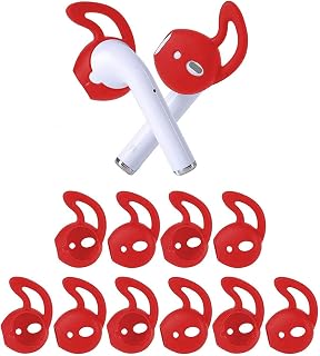 OneCut 5 Pairs Silicone Ear Tips Compatible for AirPods 1&2,Silicone Soft Anti-Slip Sport Earbud Tips, Anti-Drop Ear Hook Gel Headphones Earphones Protective Accessories Tips (Red)
