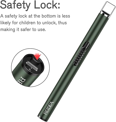 Miniatura 10 de REIDEA Encendedor de velas electrónico a prueba de viento sin llama encendedor recargable por USB con botón de seguridad para el hogar cocina
