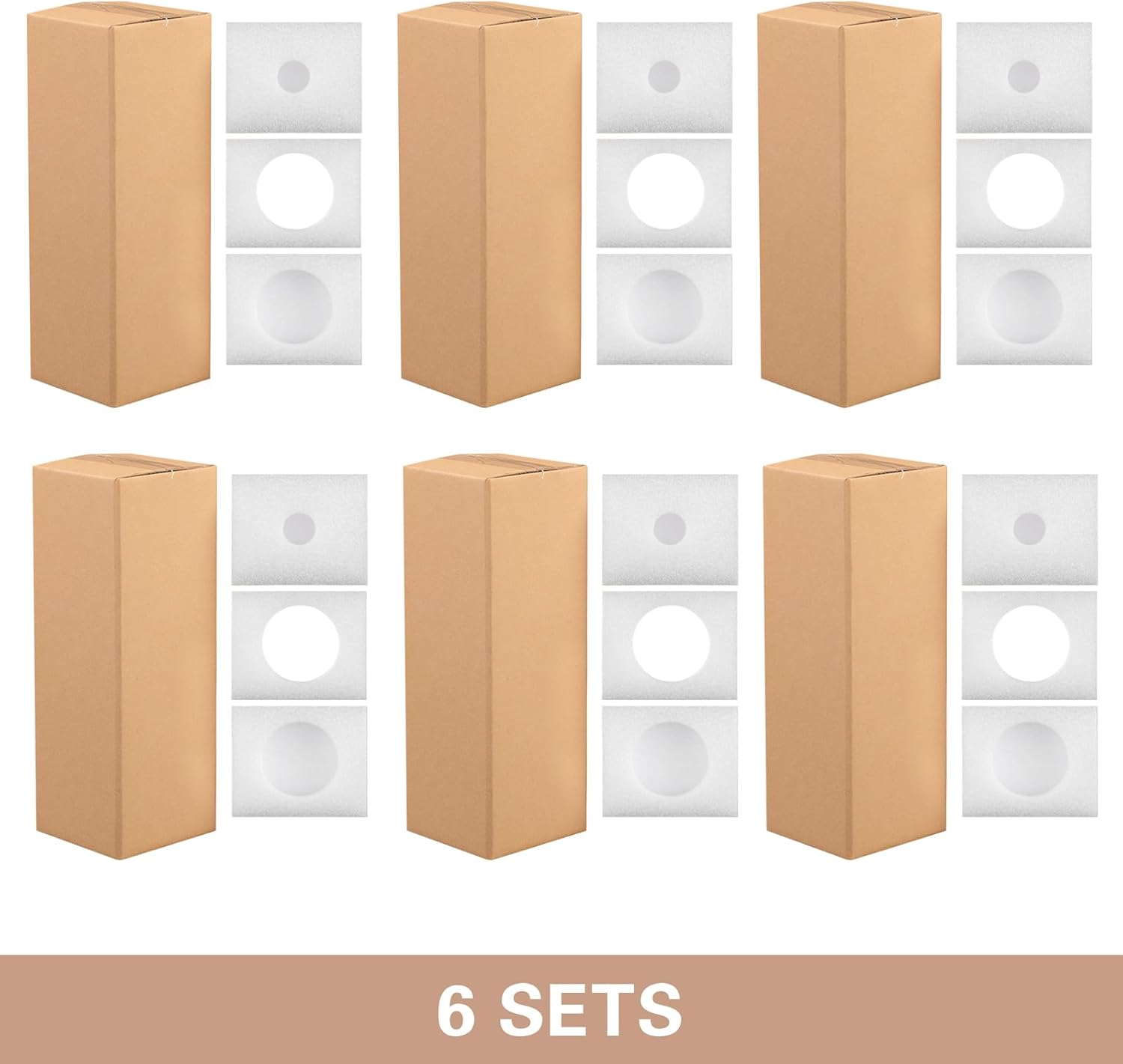6 PCS Wine Shipping Box with Pearl Cotton Protection Single Bottle Wine Shipper Protective Wine Box Corrugated Paper Shipping Box All-in-One Protective Shipping Packaging for Wine Transportation