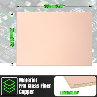 5 Pcs FR4 Copper Clad Laminate PCB Circuit Board, 100x70mm 3.93x2.76 inch Single Sided PCB Circuit Board, 1.5mm Thickness DIY Prototyping PCB Board
