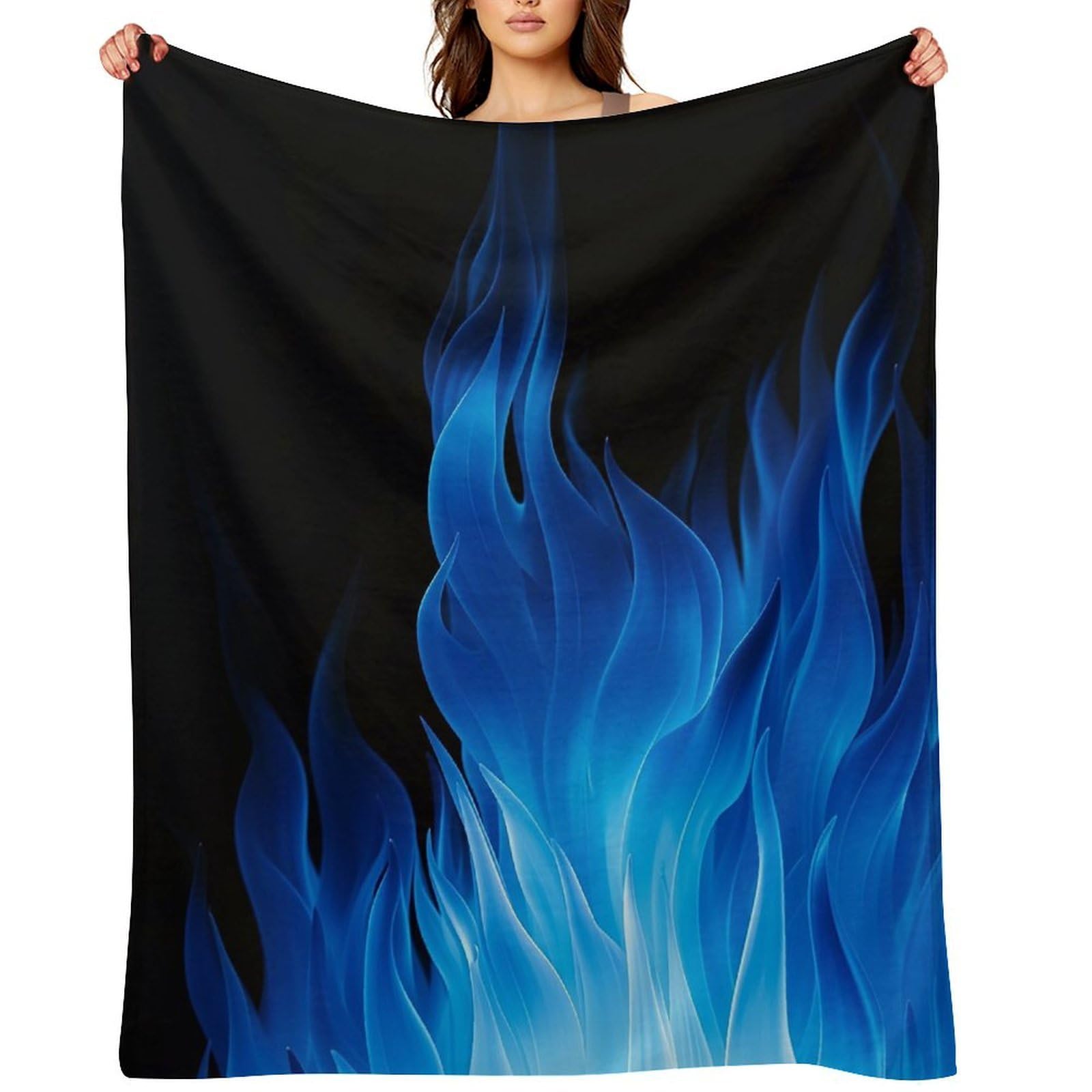 Flannel Fleece Throw Blanket - 40"x50" Super Soft Plush,Lightweight Wrinkle Resistant Cozy Blue Flame Blanket for Couch Sofa Bed Travel Camping and Gift