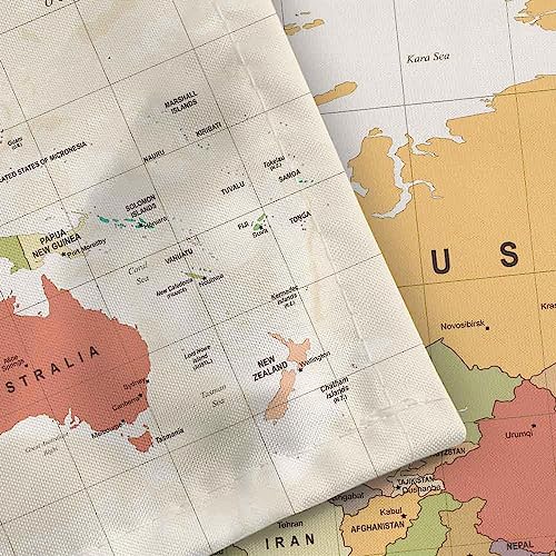 World Map Tapestry For Kids Student, World Map With Countries And Major Cities Tapestry Educational Tapestry, Vintage Asia Europe South City Topography America Africa Japan Wall Tapestries 60X40 Inch #TOP4