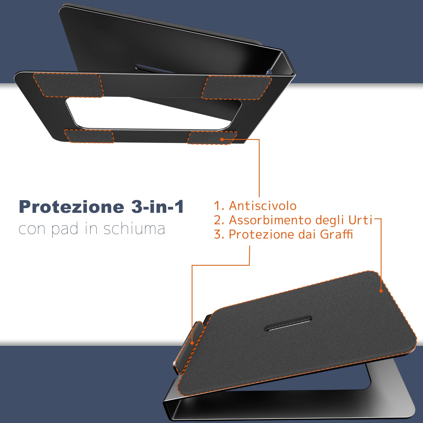 Supporti Altoparlanti PUTORSEN con Ammortizzatori | Portata 10 kg | Inclinazione 16° | Altezza 7,5-10 cm | Per PC e Studio (Coppia)