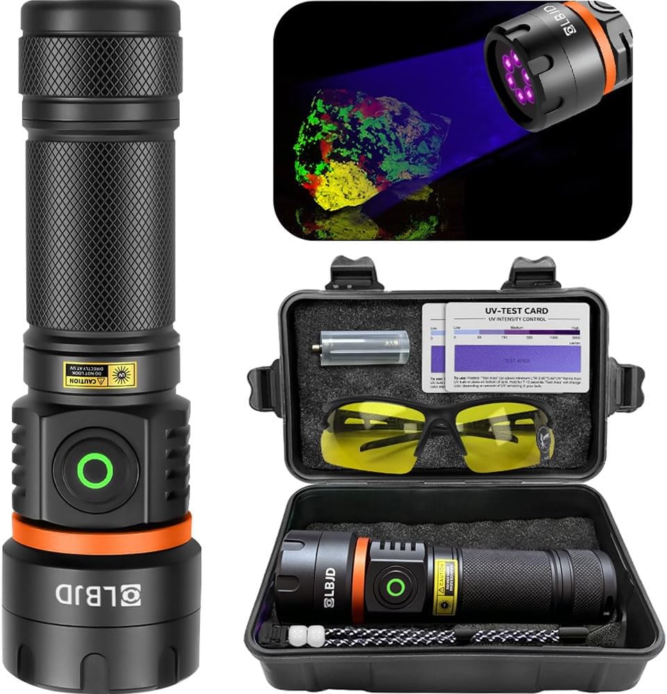 Rechargeable 365nm UV Blacklight Flashlight - High Power Pet Urine Detector, Detect Stains, Scorpion & Yooperlite Hunter, Outdoor Activities | USB-C Phone Charger, Long-Lasting Battery