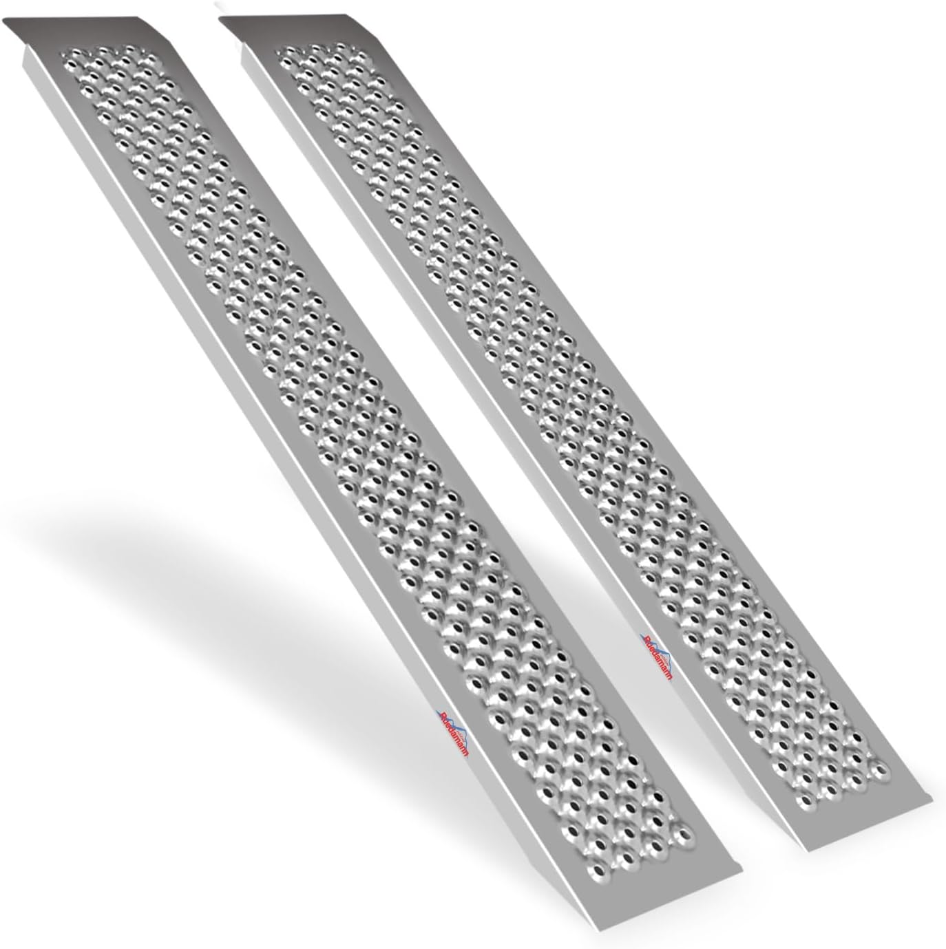 Ruedamann 5FT Aluminum Shed Ramps, 9" W Outdoor Loading Ramps for Shed Curb Steps Stairs, Golf Cart Ramps, Four Wheeler Ramps for Hand Truck, Bicycle, Motorcycle, Riding Mower, 880 Lbs Capacity, 2Pcs