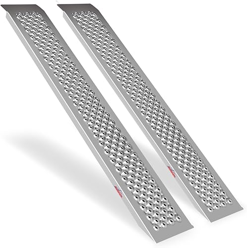 Vista 16 de Ruedamann Rampa de cobertizo de aluminio de 48 pulgadas, rampa de carga de capacidad de 600 libras para cortacéspedes, rampas ligeras