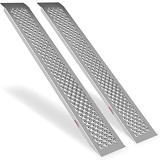 Ruedamann 2PCS 5FT Aluminum Shed Ramps, 880 lbs Capacity, 9'' Wide Loading Ramps for Lawn Mower, UTV, ATV Ramp for Truck Bed Loading, Shed Ramp for Trailers, Riding Mowers, Bicycles, Motorcycles