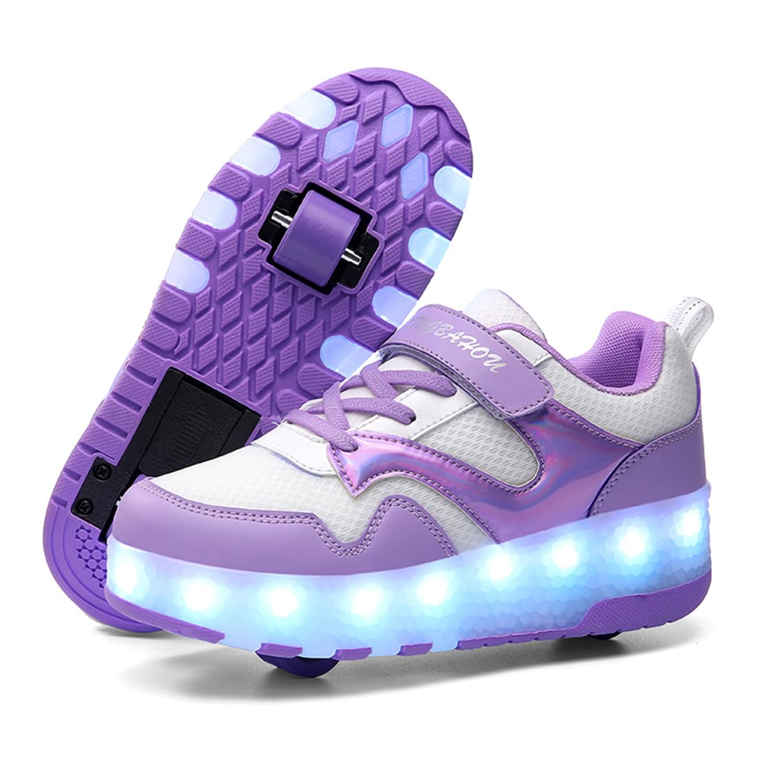 Unisex Kinder LED Licht Schuhe mit Doppelrad Rollen,Mit Flügeln USB Wiederaufladbar, Outdoor Sport Gymnastik Running Sneaker