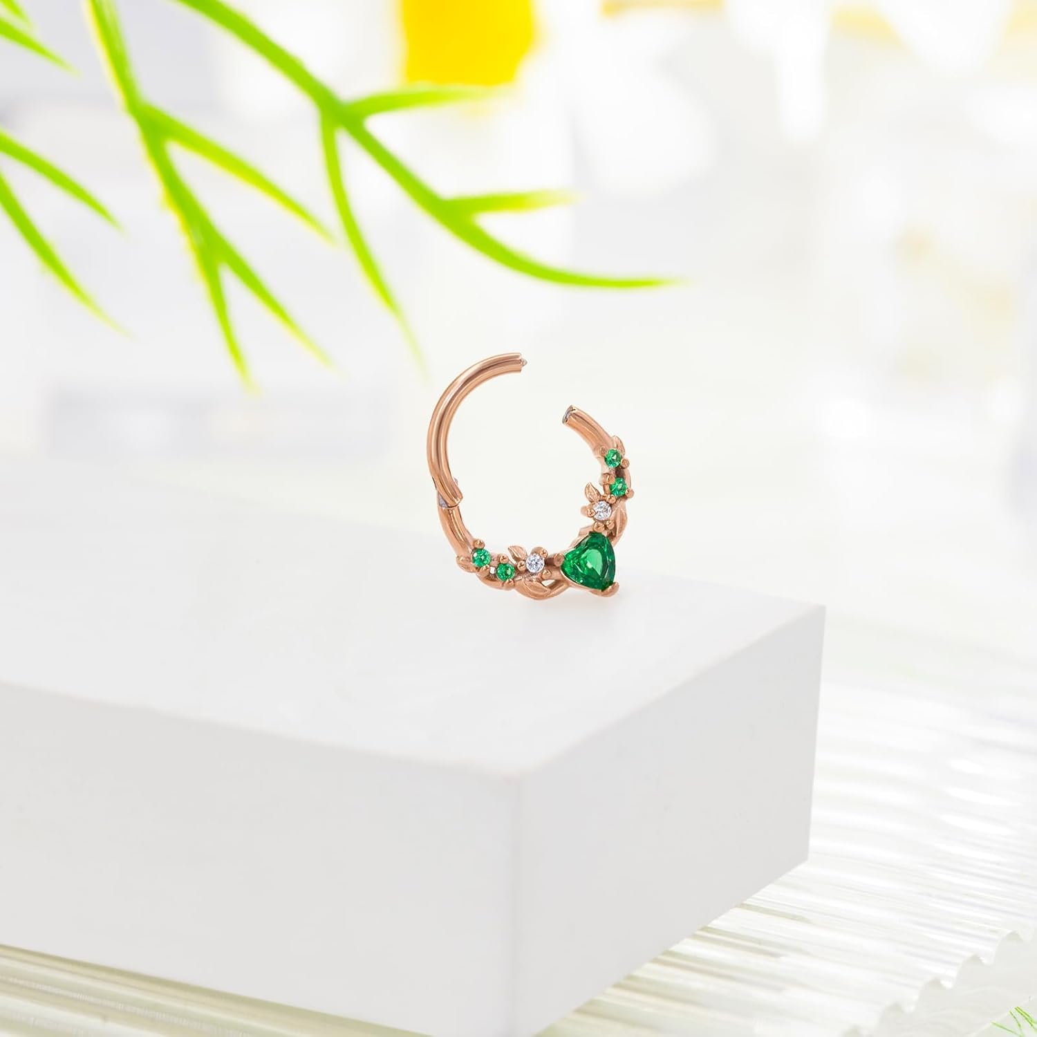 Septum Nose Rings Hoops for Women, 316L Surgical Steel 16G Leaf Cartilage Earrings, Tragus Helix Rook Daith Piercing Jewelry - Image 7