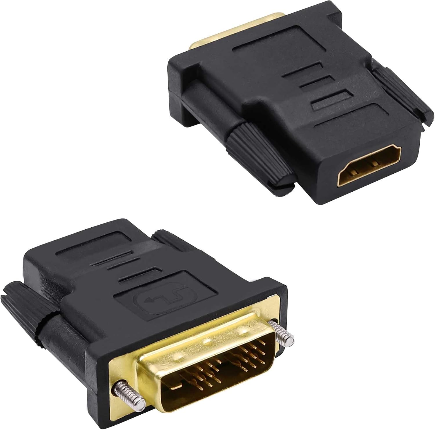 DVI to HDMI Adapter Bi-Directional DVI-D 18+1 Male to HDMI Female Converter Single Link Full HD 1080P@60Hz Adapter Connector for Computer Monitor HDTV LCD/DVD -2pcs