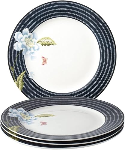 Miniatura 2 de Laura Ashley Heritage Seaspray Candy - Juego de platos llanos de 8 pulgadas en caja de regalo, platos de comedor de porcelana, vajilla de cerámica