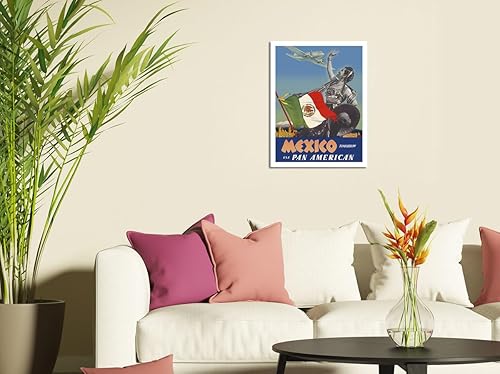 Miniatura 3 de MéxicoMañanaVia Pan American Airways (paa)Bandera de MexicoVintage Airline Travel Poster by Paul George Lawler c.1940Master Art Print, 12" x 18"