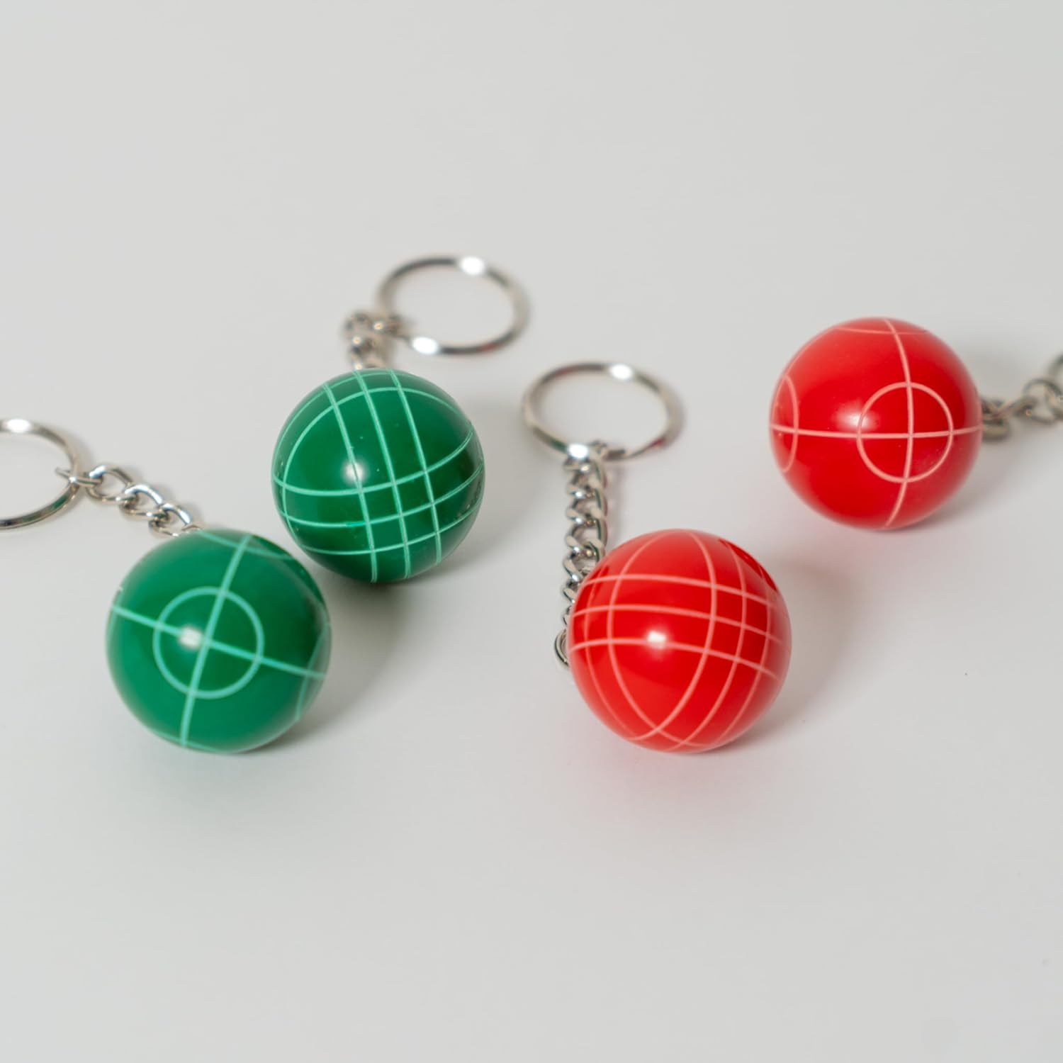 BuyBocceBalls Listing - Bocce Ball Keychain - Combo 10 Pack wih 5 Reds and 5 Greens