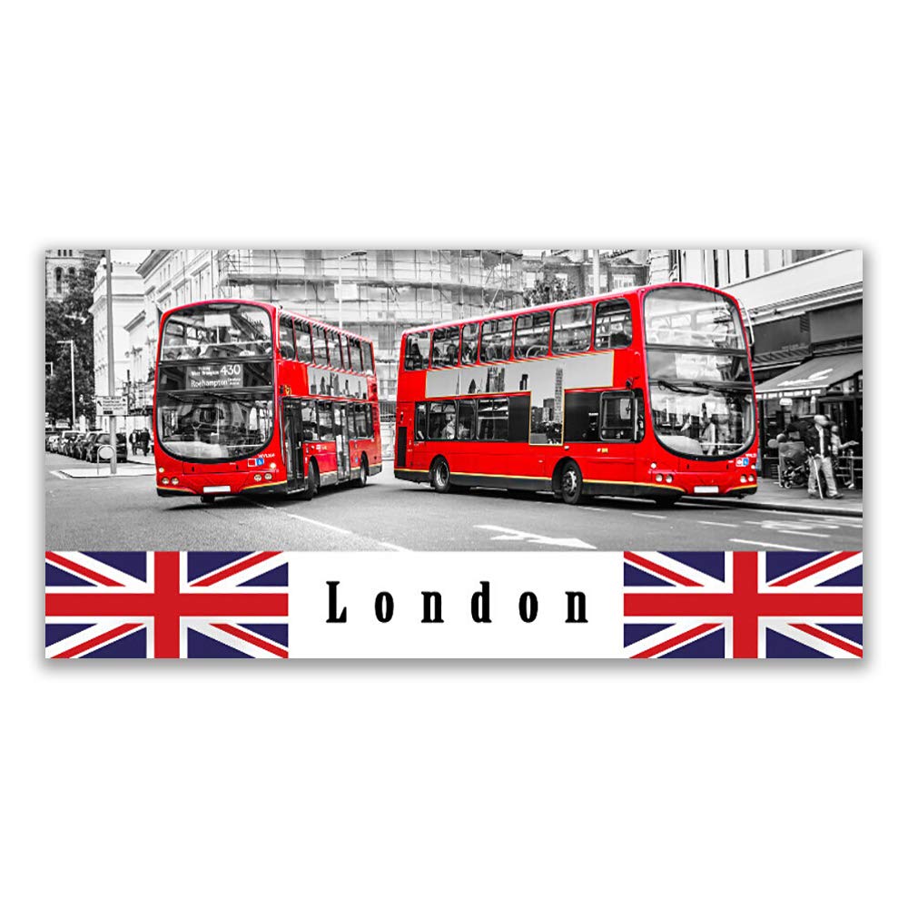Tableau décoration verre trempé Tulup art bus Londres 140x70cm design premium