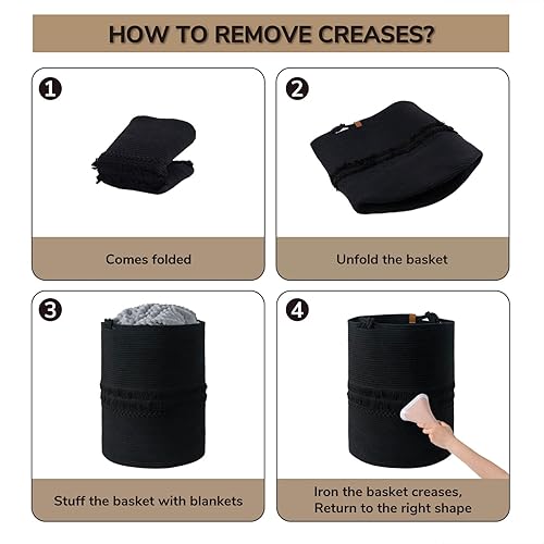 Miniatura 10 de CherryNow Cesta de cuerda extra grande para juguetes, canasta gris para sala de estar, entrada, cuarto de bebé, cesta de lavandería para ropa, 22 x