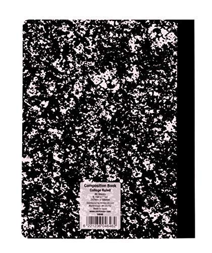Mintra Office Composition Books - Hard Flexible Cover (4 Pack, Black Marble Comp - College Ruled) #TOP2