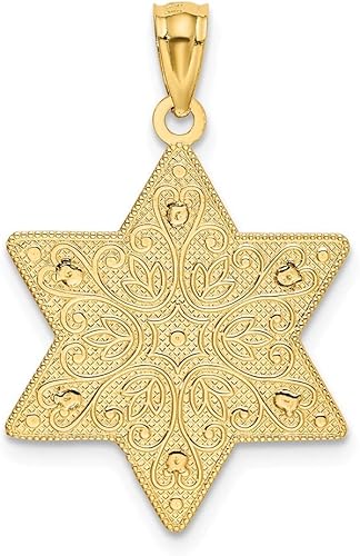 Miniatura 3 de Colgante de estrella de David de filigrana reversible pulido oro de dos tonos blanco y amarillo sólido de 14 quilates, Titanio