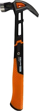 Fiskars Universal Hammer IsoCore L with Curved Claw, Length 34 cm, Weight 779 g, Black/Orange, 1027203