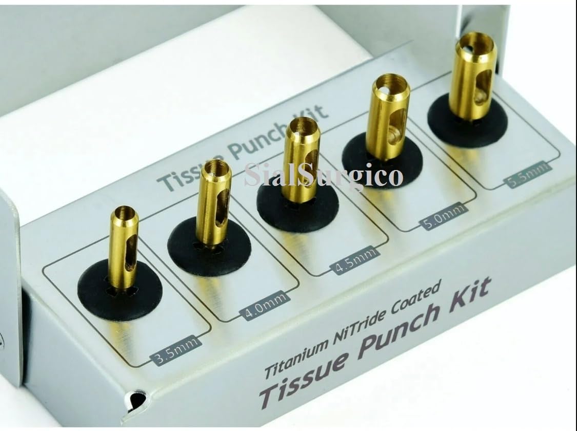 Dental Tissue Punch Kit 5pcs Gold Titanium Coated by SialSurgico