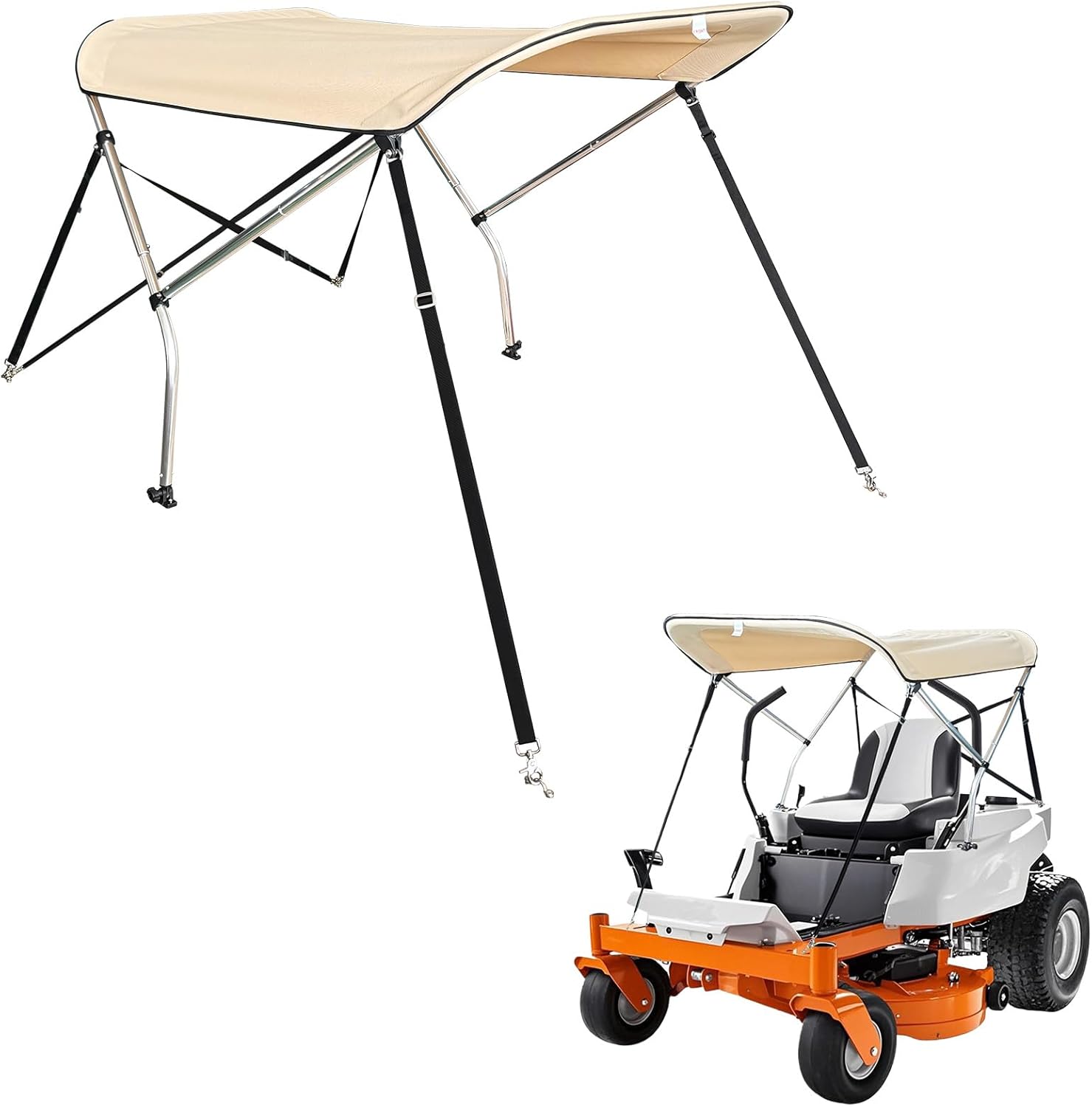 Lawn Mower Canopy, Outdoor Heavy Duty Lawn Mower Awning, Compatible with Zero Turn Mowers, Foldable, UV Resistant, Rain Resistant (Beige)