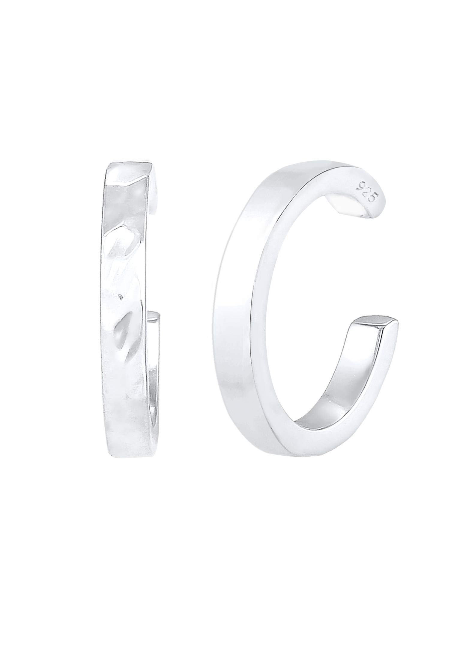 Elli Earcuff Set Silber 925 Ohrmanschette Damen Ohrringe für Frauen Ohrklemme Gehämmert Durchmesser 13mm Helix 0303882619
