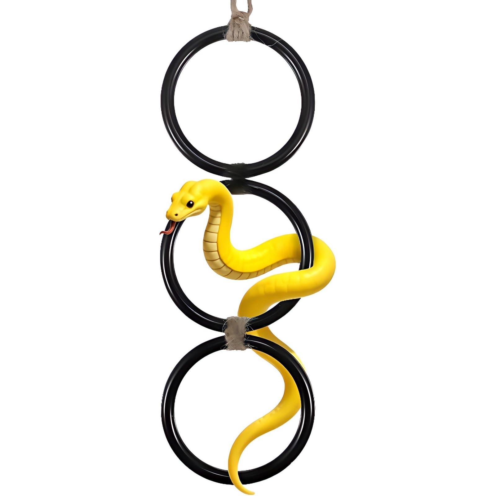 Volnamal Snake Climbing Rings – Plastic Reptile Enrichment Chain with Hanging Ball, Activity Hoop Toy for Corn Snake, Python & Gecko, Vivarium Accessories for Bearded Dragon & Tortoise (Black)