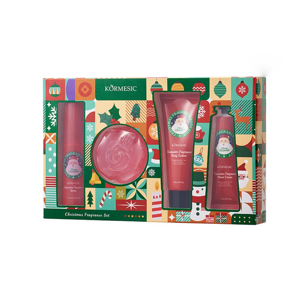 Holiday Gift Set of 5 Scented Hand Creams - Moisturizing Christmas Gifts for Women, Girlfriend, BFF Luxurious Hydration, Natural Fragrance, Elegant Packaging for Halloween Christmas (Christmas 2)